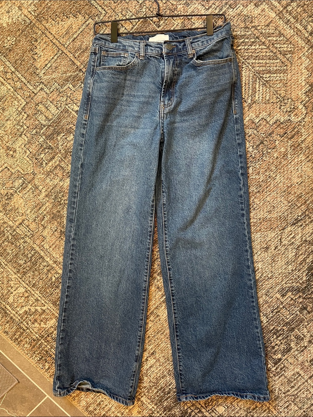 Habitual Wide Leg Jeans Medium Wash Raw Hem High Rise Size 29